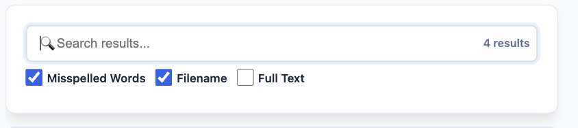 Search bar above results with highlighted matches